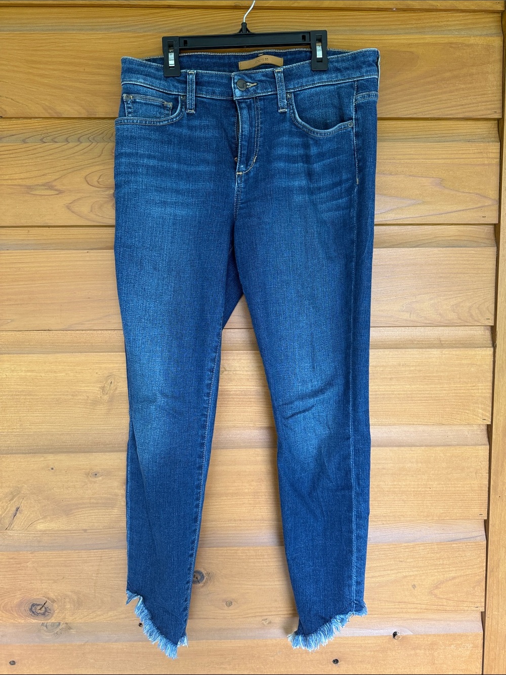 Joe's Jeans Dark Blue Cropped Frayed Hem Ankle Jeans , The Icon